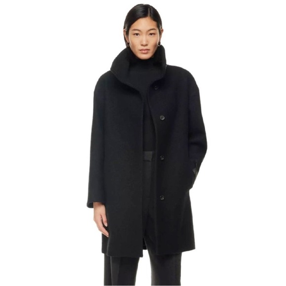 Babaton Jackets & Blazers - NWT Babaton Correa Funnel-Neck Wool Coat Black Size Large